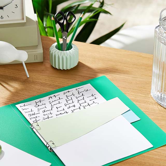 100-Pack Eco-Friendly Trapezoidal Dividers with Protective Film – Plain Perforated Recycled Paper Filing Tabs