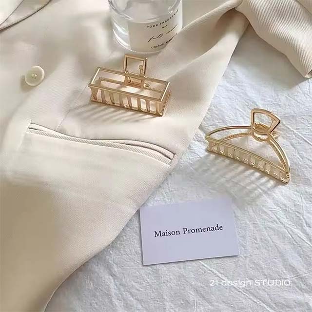 Trendy Large Metal Hairpin Crab Claws – Geometric Hair Clip, Korean Fashion Hair Grip & Ponytail Accessory