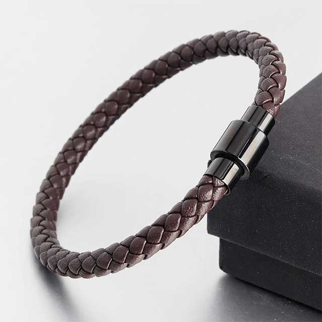 Trendy Leather Men Bracelet Stainless Steel Clasp EGBT176 gallery img 6