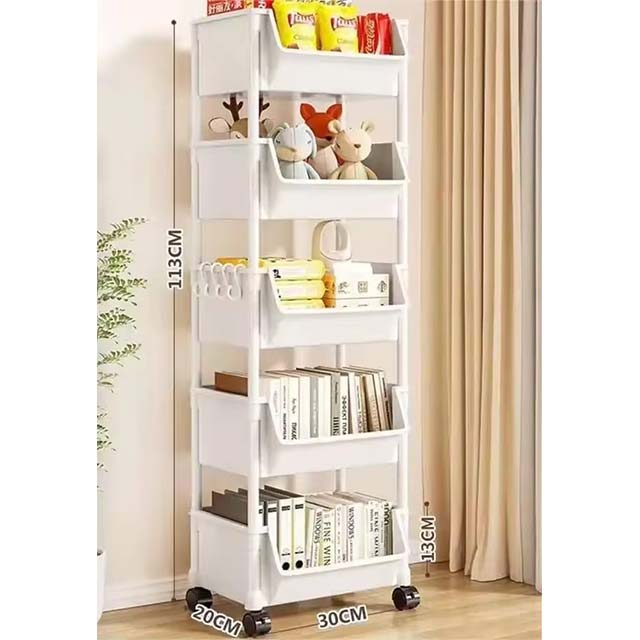 Trolley Bookshelf & Kitchen Storage Rack – Narrow Slit Organizer for Bathroom, Living Room & Home Use