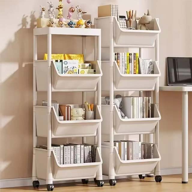 Trolley Bookshelf & Kitchen Storage Rack – Narrow Slit Organizer for Bathroom, Living Room & Home Use