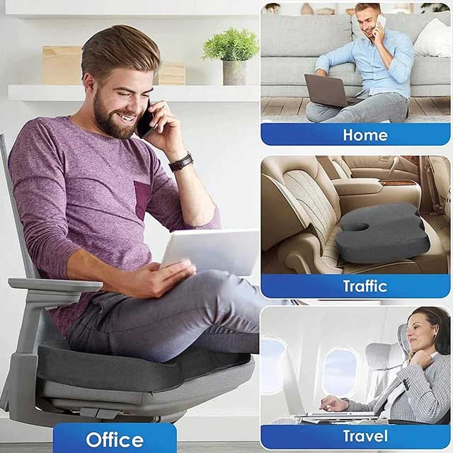 U-Shaped Memory Foam Seat Cushion – Ergonomic Chair & Car Pillow for Hip Support & Pressure Relief | Comfort Massage Pad for Office & Travel
