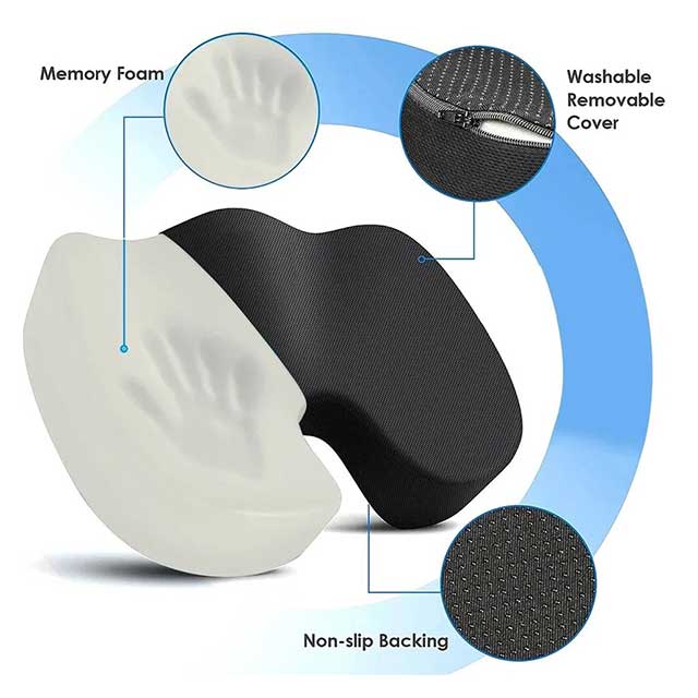 U-Shaped Memory Foam Seat Cushion – Ergonomic Chair & Car Pillow for Hip Support & Pressure Relief | Comfort Massage Pad for Office & Travel