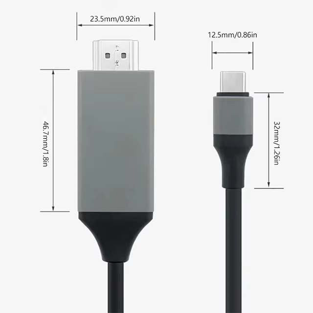 USB-C to HDMI Cable- 4K@30Hz- 2m- Black- CDP2HD2MBNL Equivalent- Male to Male