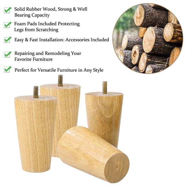 Unique Bargains 4Pcs Wood Furniture Legs Replacement – DIY Wood Furniture Repair, Upgrade & Customization Parts