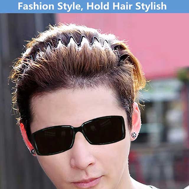 Unisex Black Wavy Metal Headband – Non-Slip Elastic Hair Hoop for Men & Women | Fashion Hair Accessory