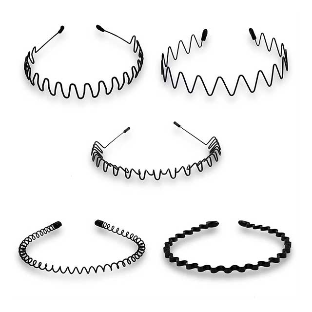 Unisex Black Wavy Metal Headband – Non-Slip Elastic Hair Hoop for Men & Women | Fashion Hair Accessory