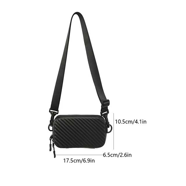 Unisex Box Shoulder Bag – Simple Lightweight PU Leather Crossbody with Diagonal Stripes for Men & Women