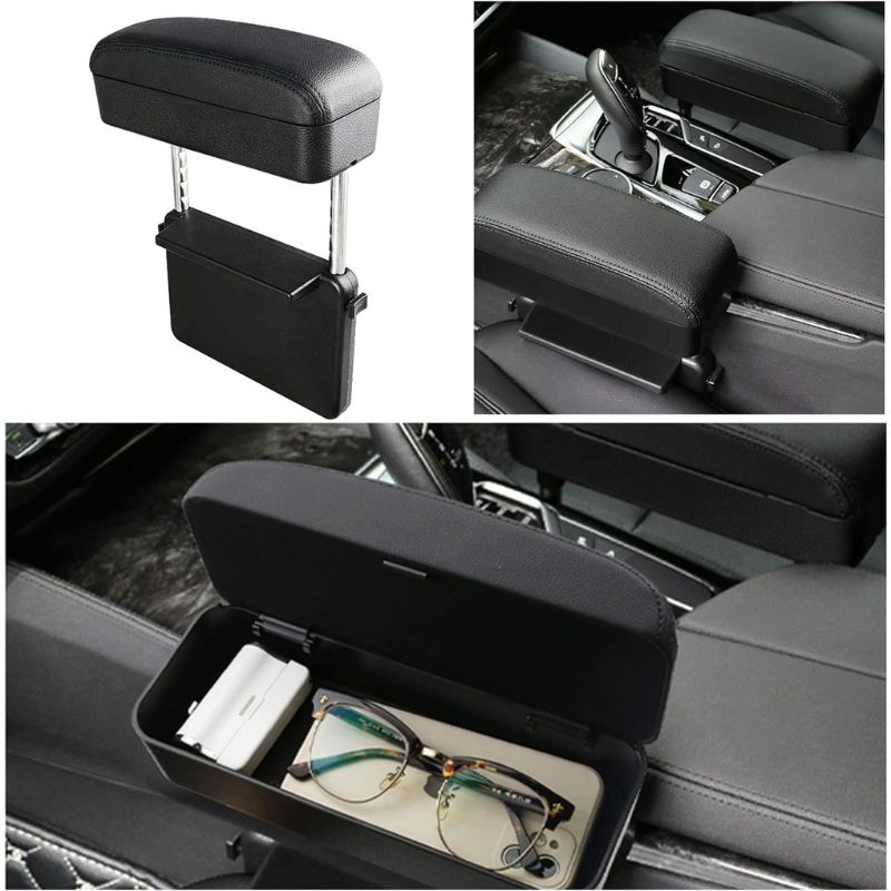 Universal Car Armrest Extender – Adjustable Height Comfort Elbow Support Cushion – Premium Ergonomic Arm Rest Pad Compatible with Most Vehicles, SUVs, and Trucks (Center Console Fit for Models Without Handbrakes)
