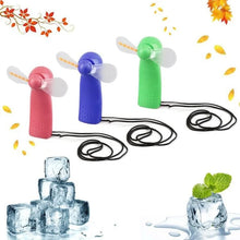 White Portable Mini Handheld Cooling Fan with Colorful LED Lights – Battery Powered Personal Fan with Wrist Strap for Travel, Office & Outdoor Use