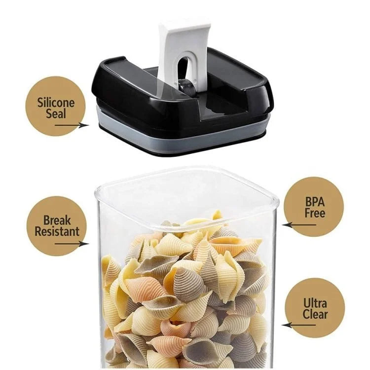 Plastic Airtight Cereal Storage Containers Set of 6 with Easy Lock Lids – BPA-Free Food Storage Canisters