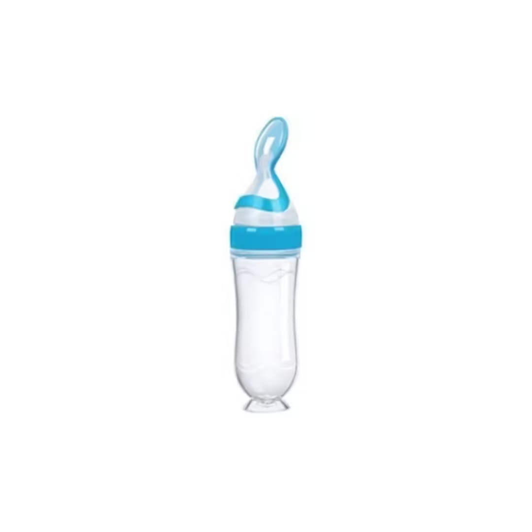 Biberon en silicone souple avec cuillère doseuse pour aliments liquides pour bébés | Ustensiles sûrs pour céréales et purées