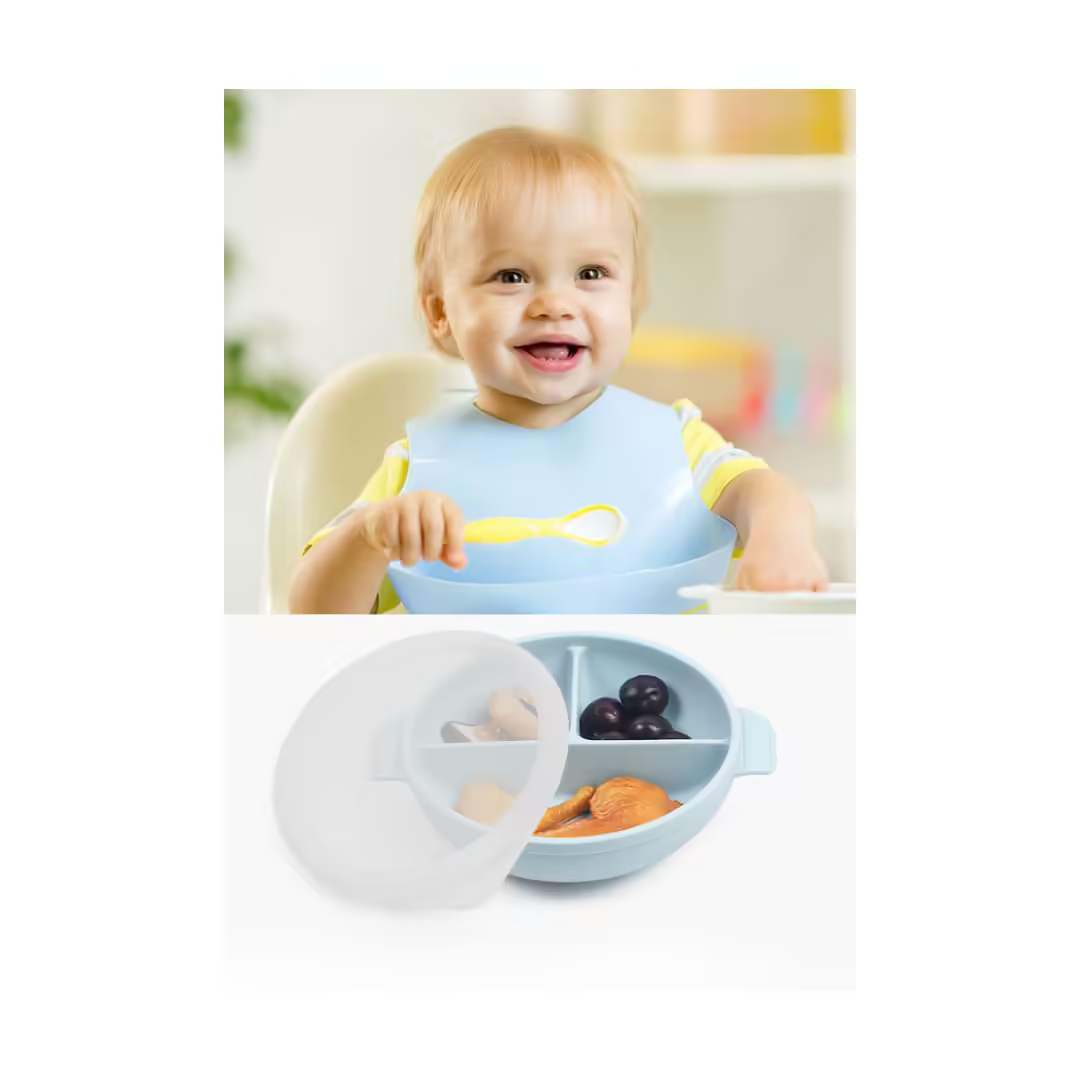 High-Quality Silicone Toddler Placemat with Divided Food Sections and Suction Base | Baby Feeding Mat