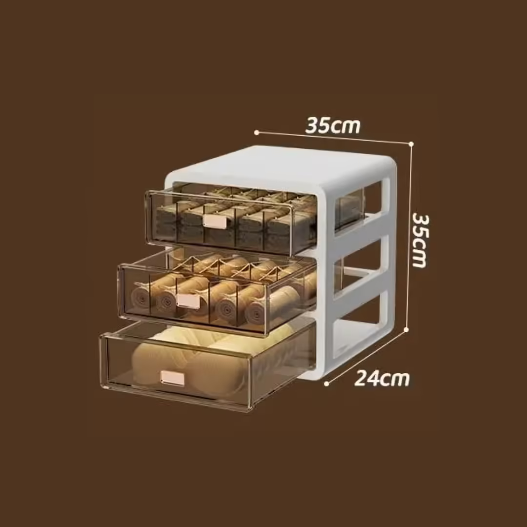 Three-in-One Underwear Storage Box: Wardrobe Organizer for Bras, Socks, and Underwear with Drawer Compartment