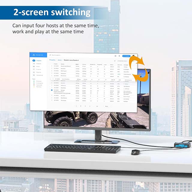 VGA KVM Switch 2 Port - USB KVM Switches 2 in 1 Out Selector for 2 PCs Share 1 Monitor and 3 USB Devices Keyboard Mouse Printer Scanner Speaker