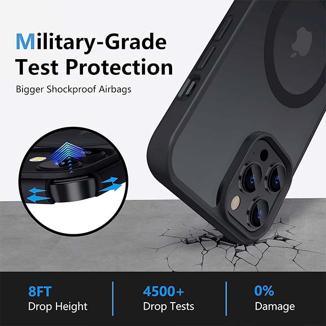 Vimiki Magnetic iPhone 12 Pro Max Case – MagSafe Compatible Military Grade Protection, Hard Back & Soft Edge Slim Cover, 6.7" Black