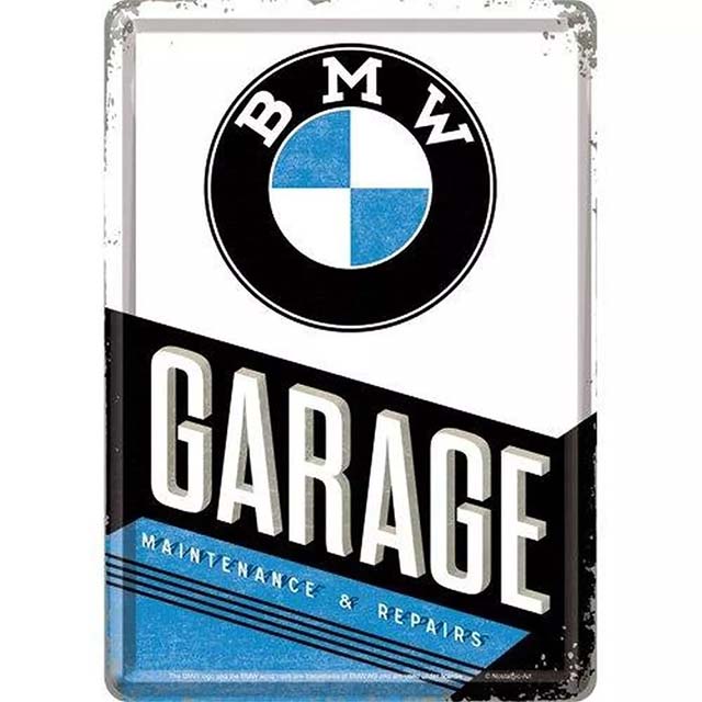 Vintage BMW Garage Tin Sign – Retro Wall Art Decoration for Car Enthusiasts