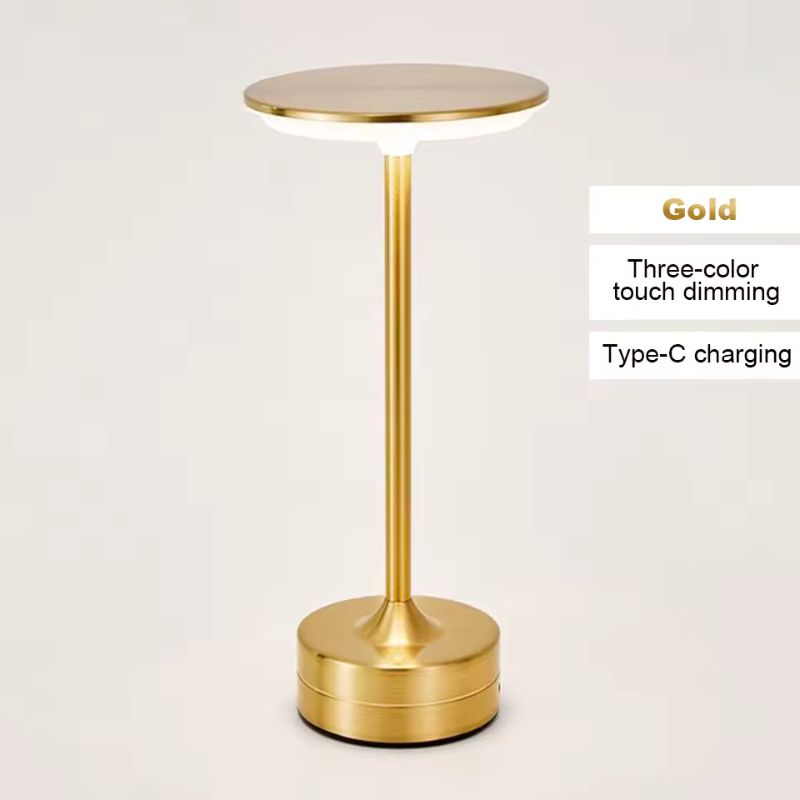 Vintage Metal LED Desk Lamp – Touch Control Dimmable Bedside Lamp – Rechargeable & Portable Ambient Light for Office, Bar, and Living Room – Modern Iron & Acrylic Night Light (Gold/Silver/Black)
