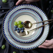 Vintage Reactive Glaze Stoneware Dinnerware – Unbreakable Porcelain Plates and Bowls – Artisan Round Kitchen Crockery – High-End Reactive Glaze Tableware for Fine Dining