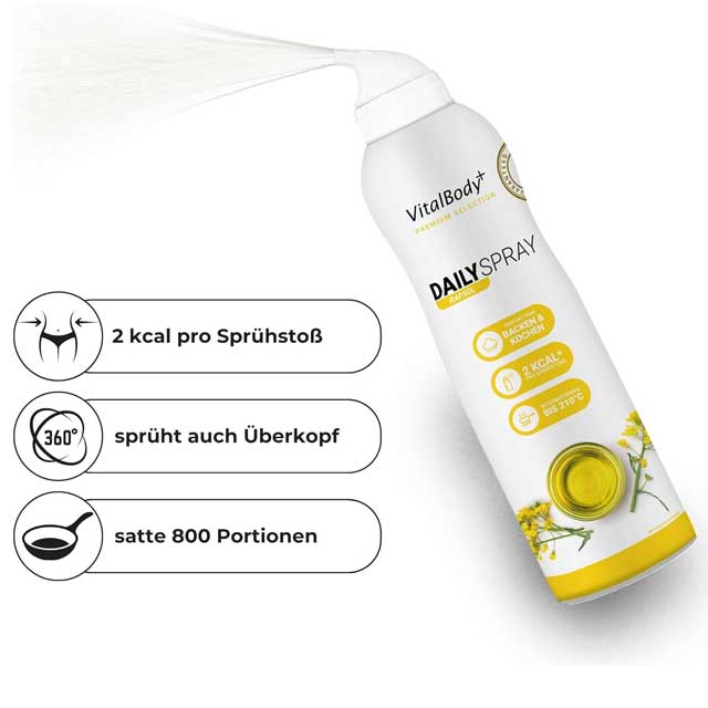 VitalBodyPLUS DailySpray – Non-Stick Cooking Spray with Rapeseed Oil, 800 Servings for Frying, Grilling, Baking & Easy Pan Release