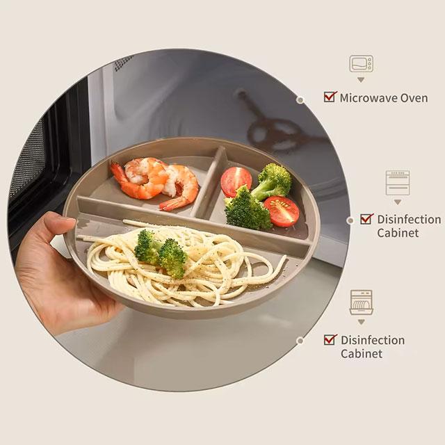 WORTHBUY Round Divided Dinner Plate – Microwave-Safe Plastic Food Tray for Fruit, Salad & Meals