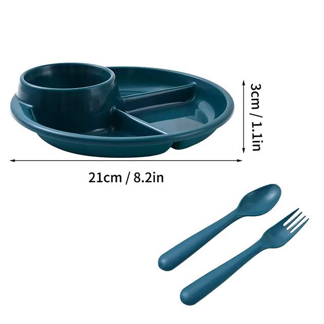 WORTHBUY Round Divided Dinner Plate – Microwave-Safe Plastic Food Tray for Fruit, Salad & Meals