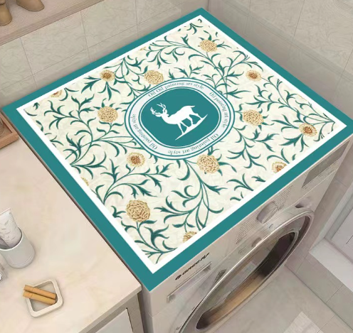 50*50CM Nordic Vintage Wind Washing Machine Dust Cover Home Nightstand Dust Mat Waterproof Mat Refrigerator Microwave Non-slip Mat