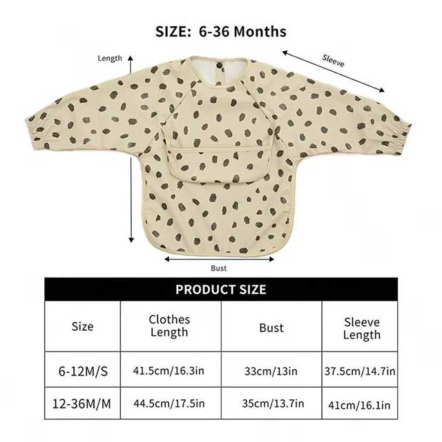 New Children Feeding Aprons Long Sleeve Baby Bib With Pocket Full Cover Kid Gown With Bag Waterproof Long-Sleeve Smock