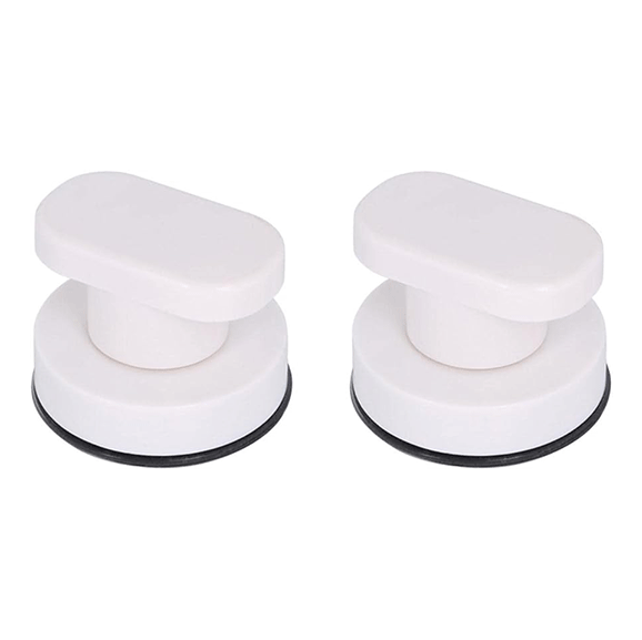 White 2-Piece Suction Cup Glass Mirror Door Handle – Round Bathtub, Shower, Cabinet & Drawer Knob Furniture Accessory