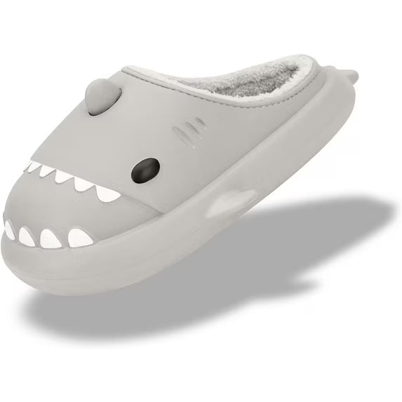 Shark Slippers with Wool Lining – Warm Non-Slip Indoor House Shoes (Size 42–43)