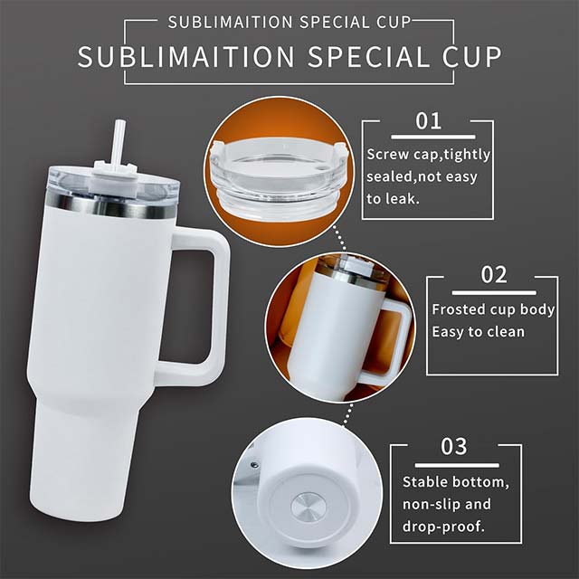 Winter White Insulated Stainless Steel Tumbler with Handle & Straw Lid – Reusable Travel Water Bottle & Coffee Mug
