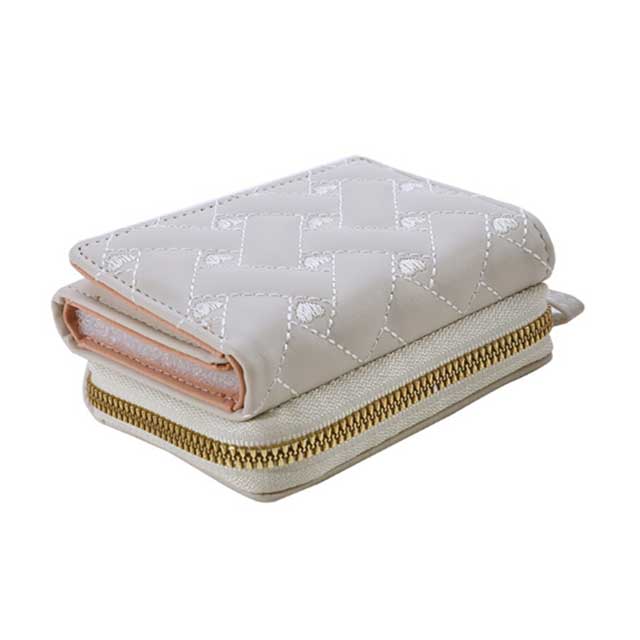 Women’s Short Wallet – Embroidered “Love” Design, Zipper & Buckle Closure, Large Capacity Card Holder Purse