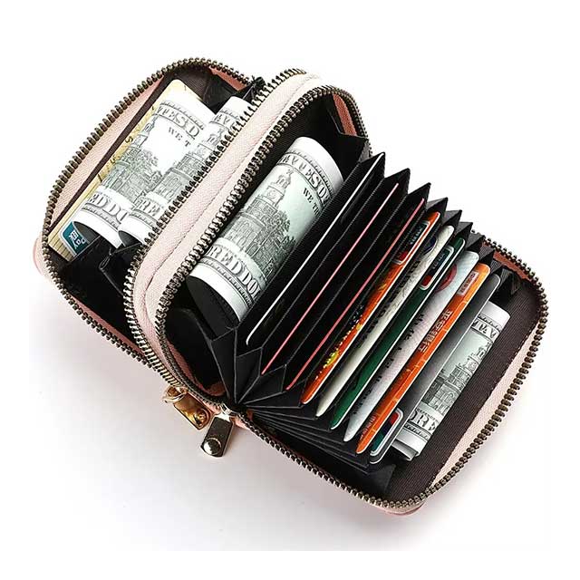 Women’s Zipper Wallet – Short Style Lychee Pattern Purse with Multi Card Slots, Coin Pocket & Solid Color Design