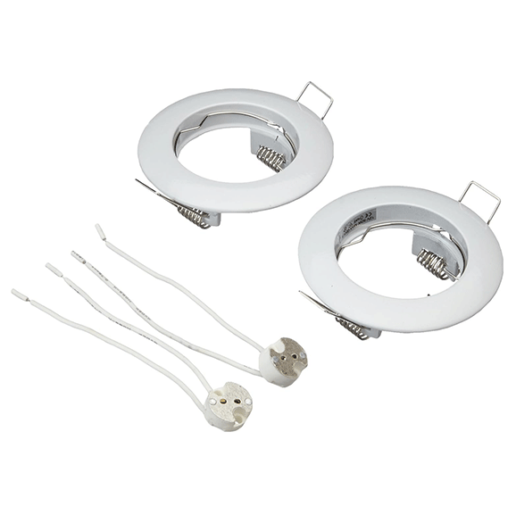 Wonderlamp Ceiling Dock Kit – Pack of 2 White GU5.3 Lamp Holders with Decorative Porthole Design (7.8 x 2.7 cm)