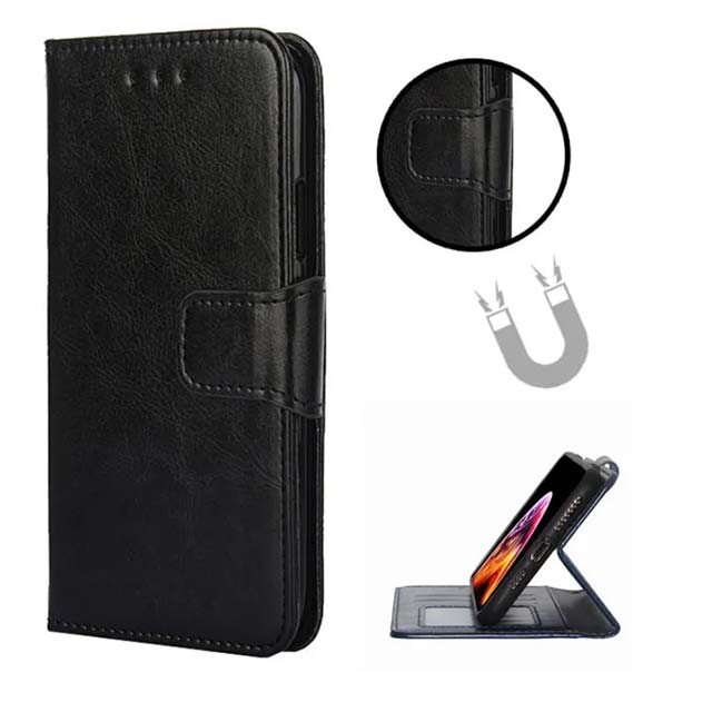 Xiaomi Redmi Note 12 5G Premium Flip Leather Wallet Phone Case Cover – Sleek Black Design