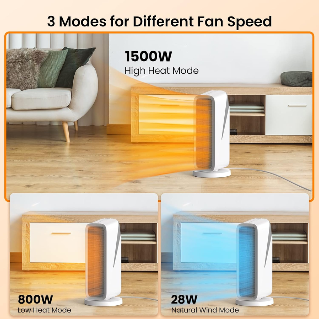 ZOESURE 1500W WiFi Ceramic Space Heater With 3Mods – Portable Electric Room Heater with 80° Oscillation, Timer, Safety Features & 2Sec Fast Heating