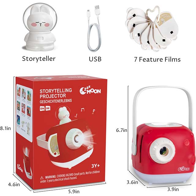 ZZZMOON Kids Story Projector – Interactive Bedtime Night Light & Storytelling Device