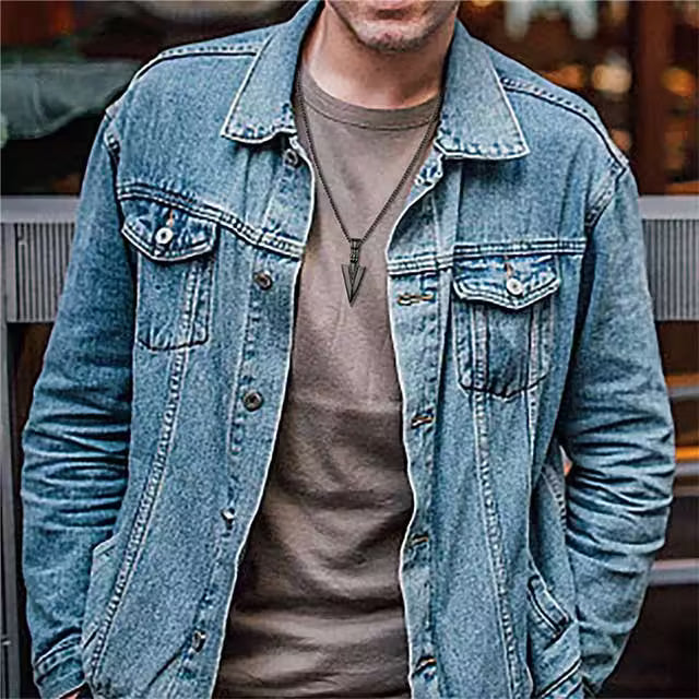 Collier unisexe avec pendentif flèche en acier inoxydable (EGN135)