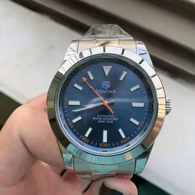 Montre BENYAR pour homme en acier inoxydable à mouvement automatique, modèle BY-5152