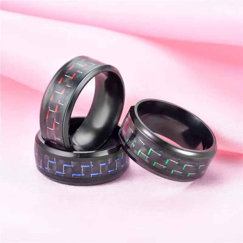 Black Carbon Fiber Men Ring (EGR031)