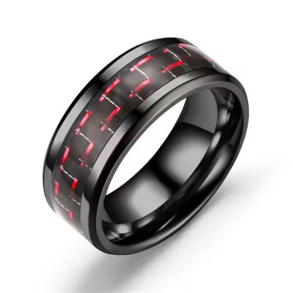 Black Carbon Fiber Men Ring (EGR031)