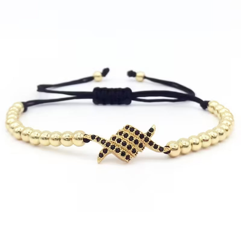 Black Zircon Shamballa Bracelet (EGBT224)