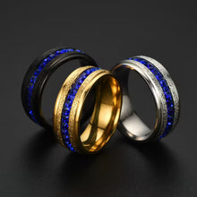 Bagues en acier inoxydable 8 mm avec cristal bleu (EGR041)