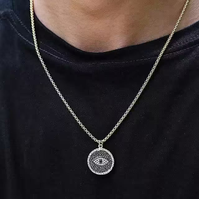 Collier unisexe avec pendentif œil bleu (EGN039)