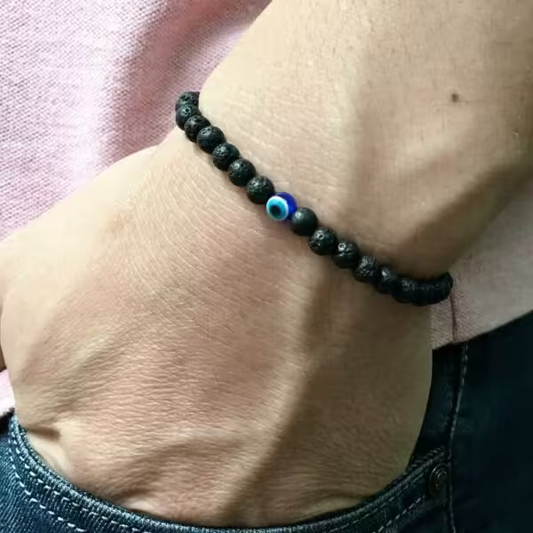 Bracelet à petites perles œil bleu (EGBT017)