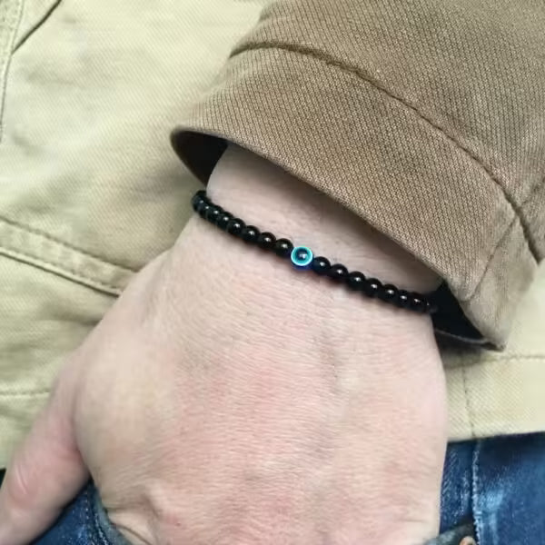Bracelet à petites perles œil bleu (EGBT017)