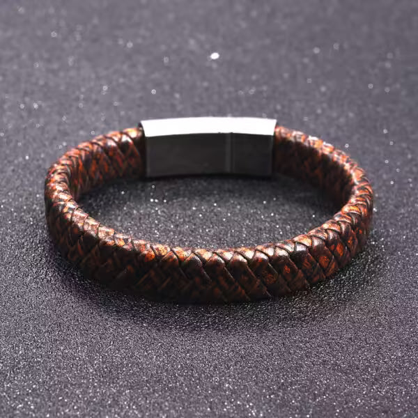 Brown Vintage Lock Men Leather Bracelet (EGBT053)