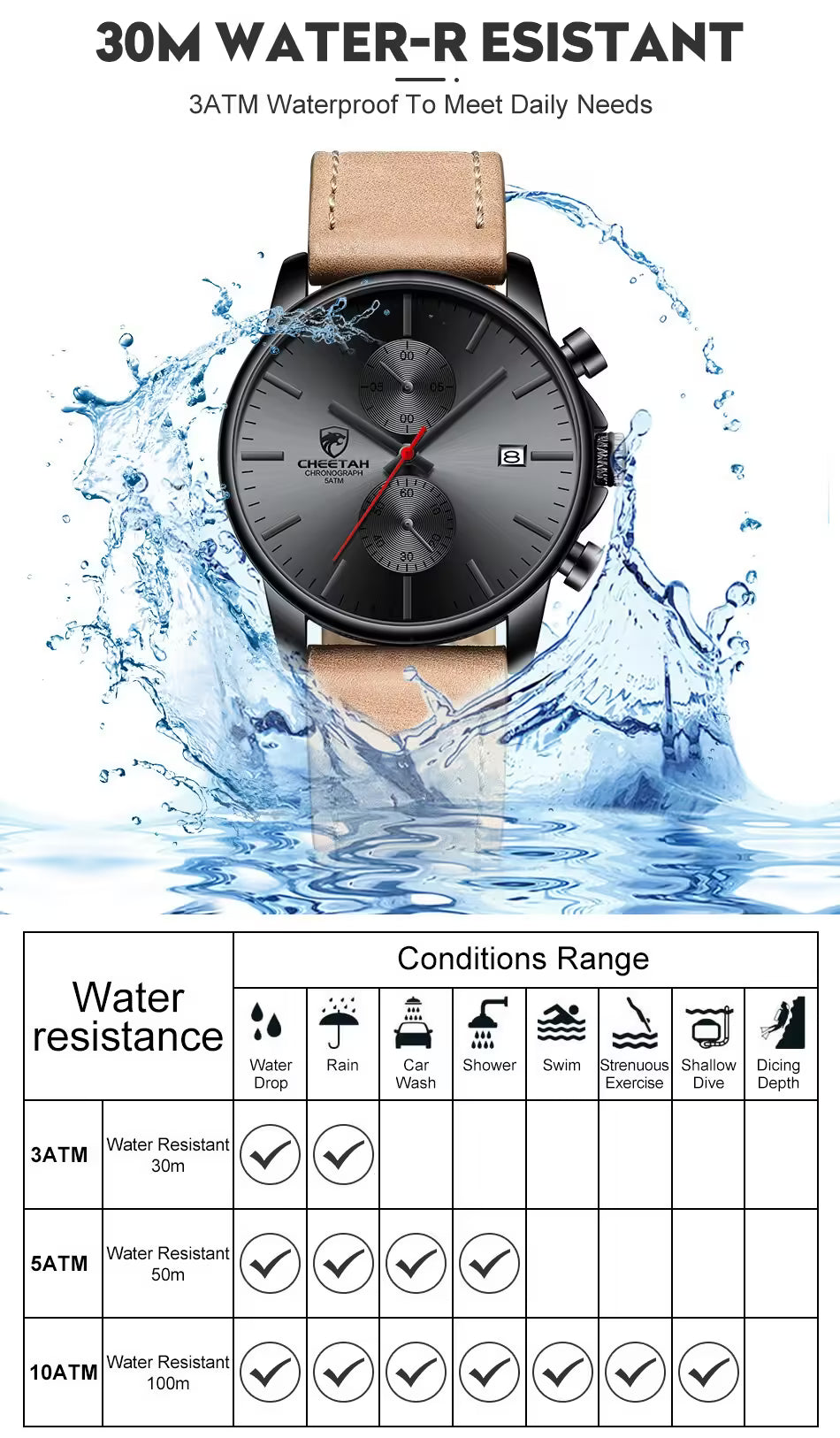 CHEETAH Chronograph Leather Men Watch (CH1604L)