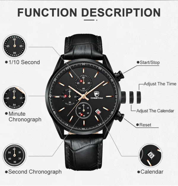 CHEETAH Chronograph Leather Men Watch (CH1607L)