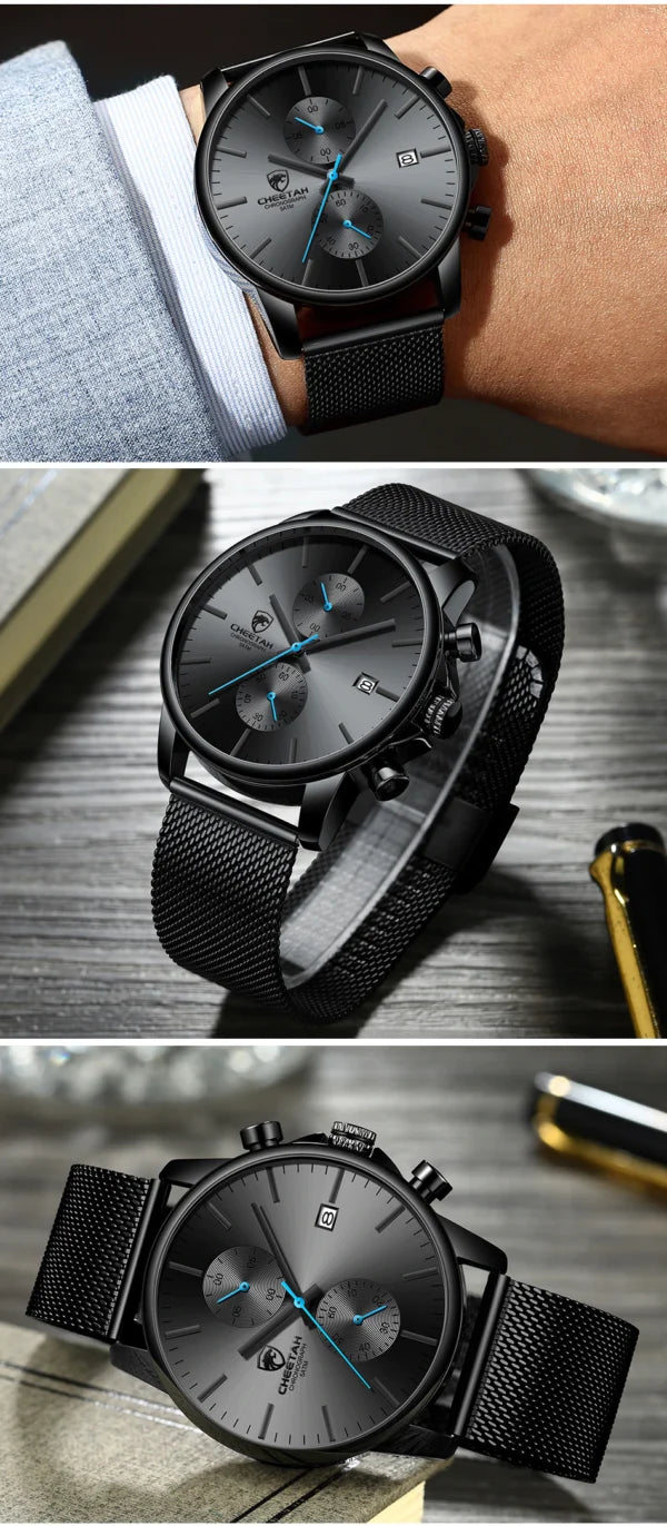 Montre homme CHEETAH Chronographe en maille acier inoxydable (CH1604M)